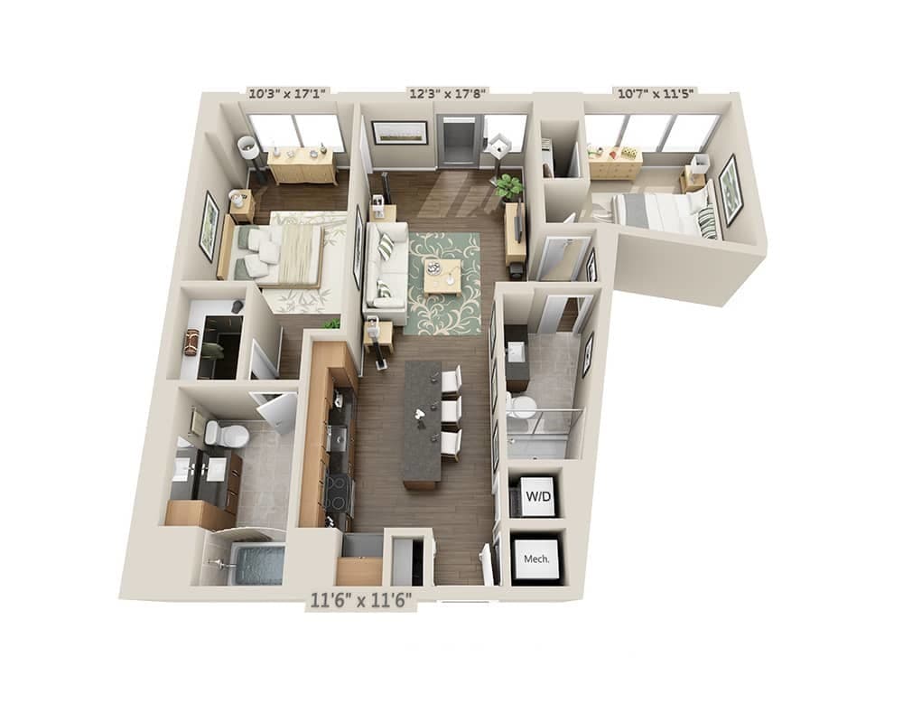 Floor Plan - Two Bedroom B2C