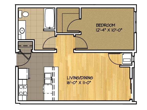 Floor Plan - 1 bed / 1 bath