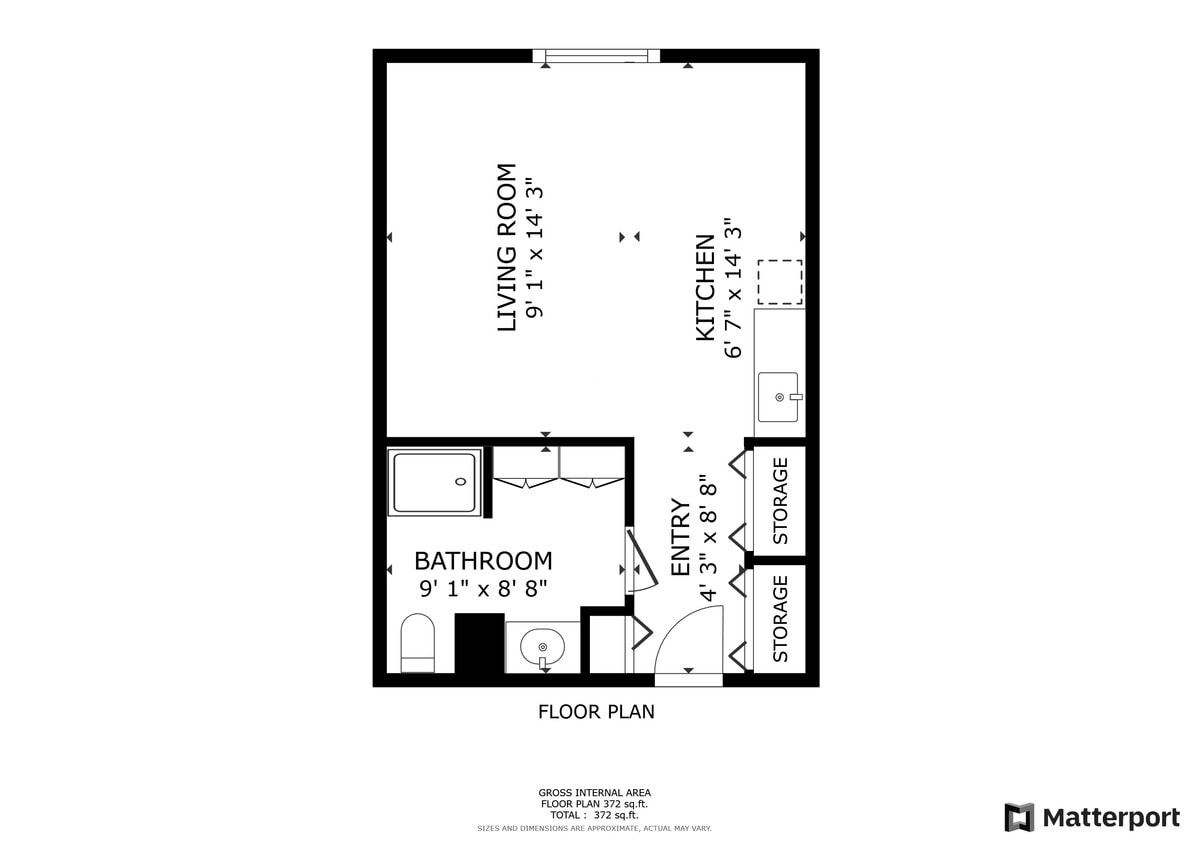 Studio Floor Plan - Studio Unfurnished
