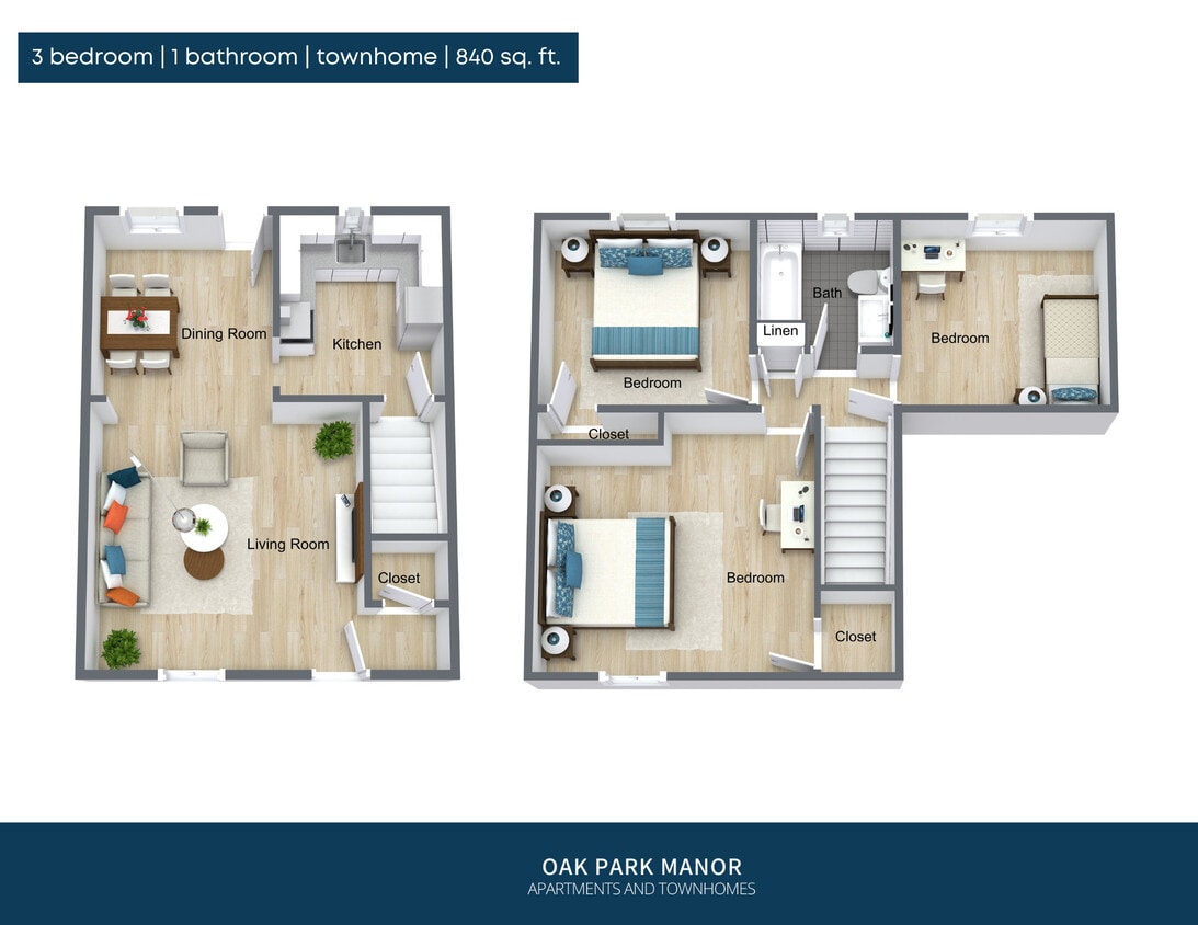 Floor Plan - One Bed, One Bath | Townhome