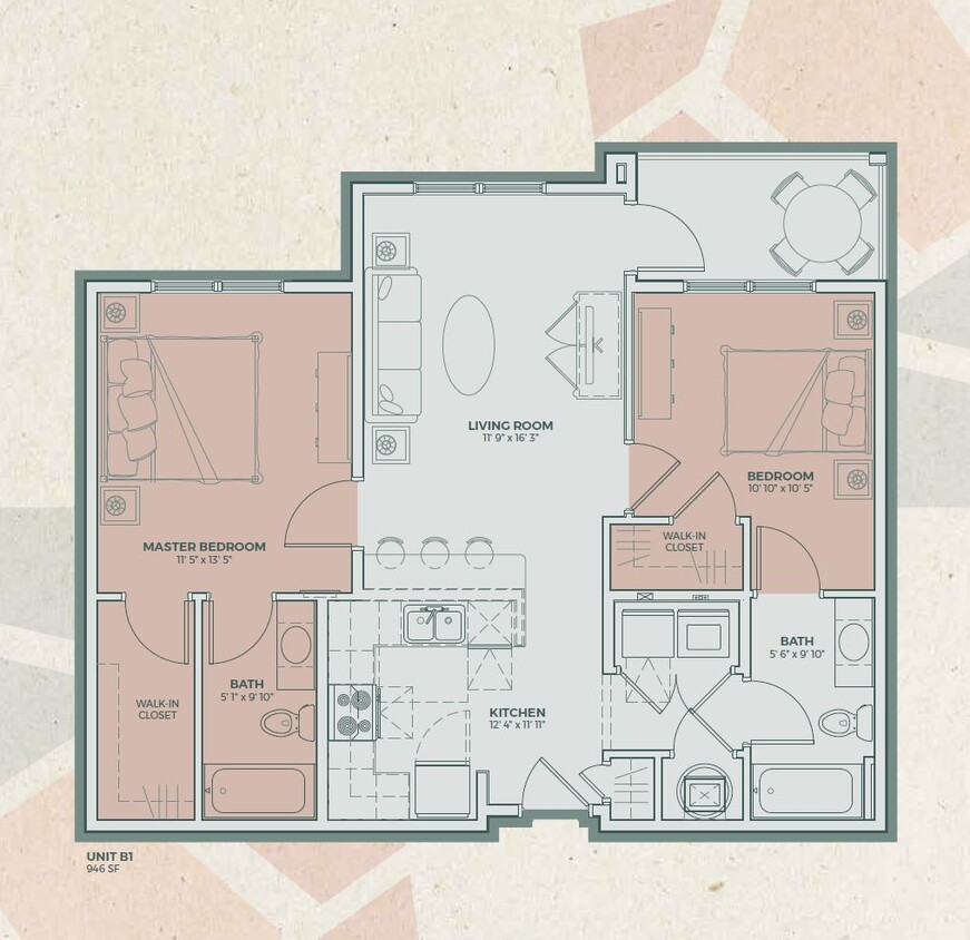 Floor Plan - B1 - 2 Bedroom