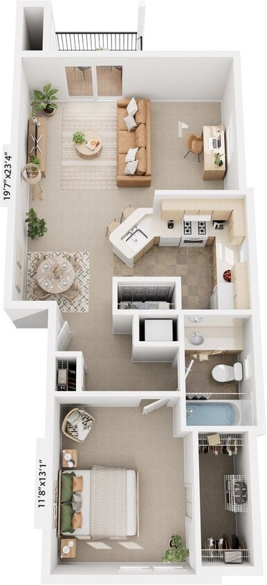 Floor Plan - One Bedroom End