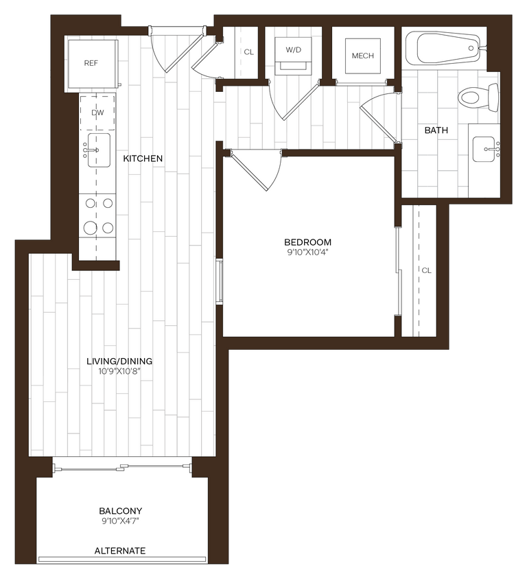 Floor Plan - JR 1 Bed/1 Bath-E2