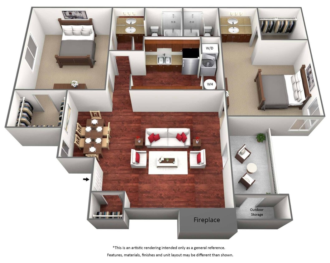 Floor Plan - Two Bed Two Bath - B1