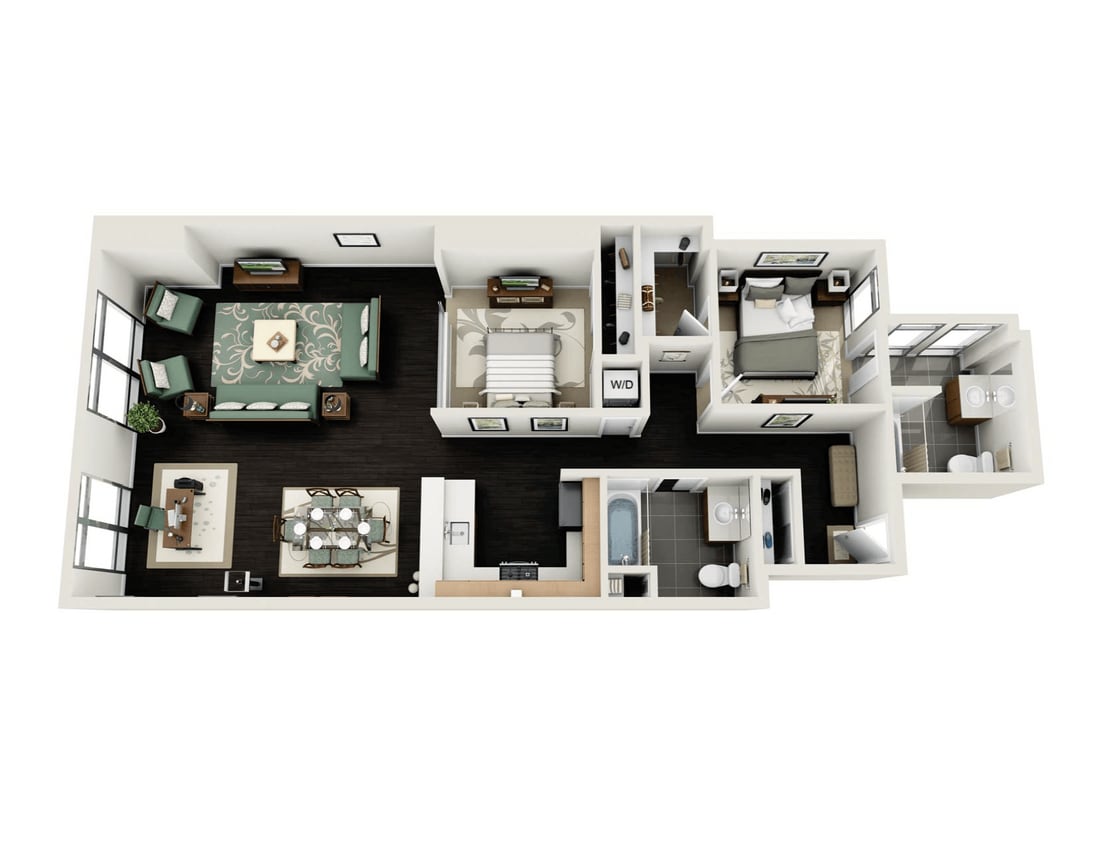 Floor Plan - 2 Bedroom - 1160 sqft | Premium