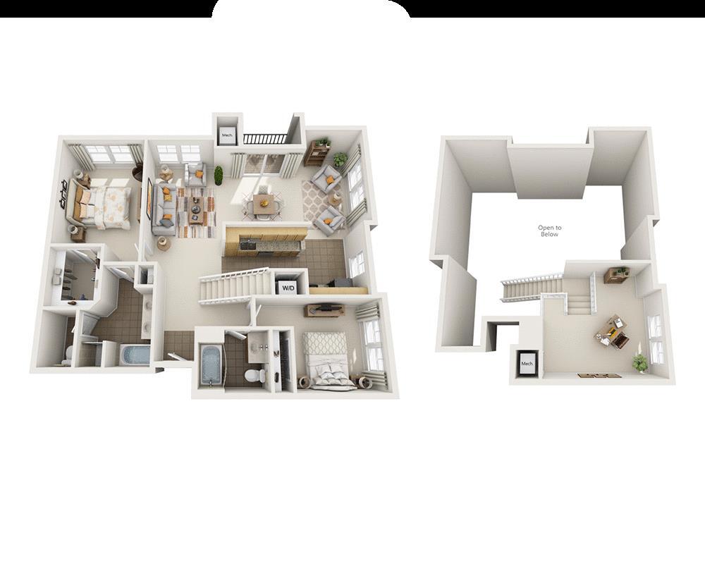 Floor Plan - Two Bedroom with Loft B2ML