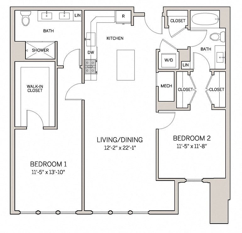 Floor Plan - Two Bed Two Bath B12