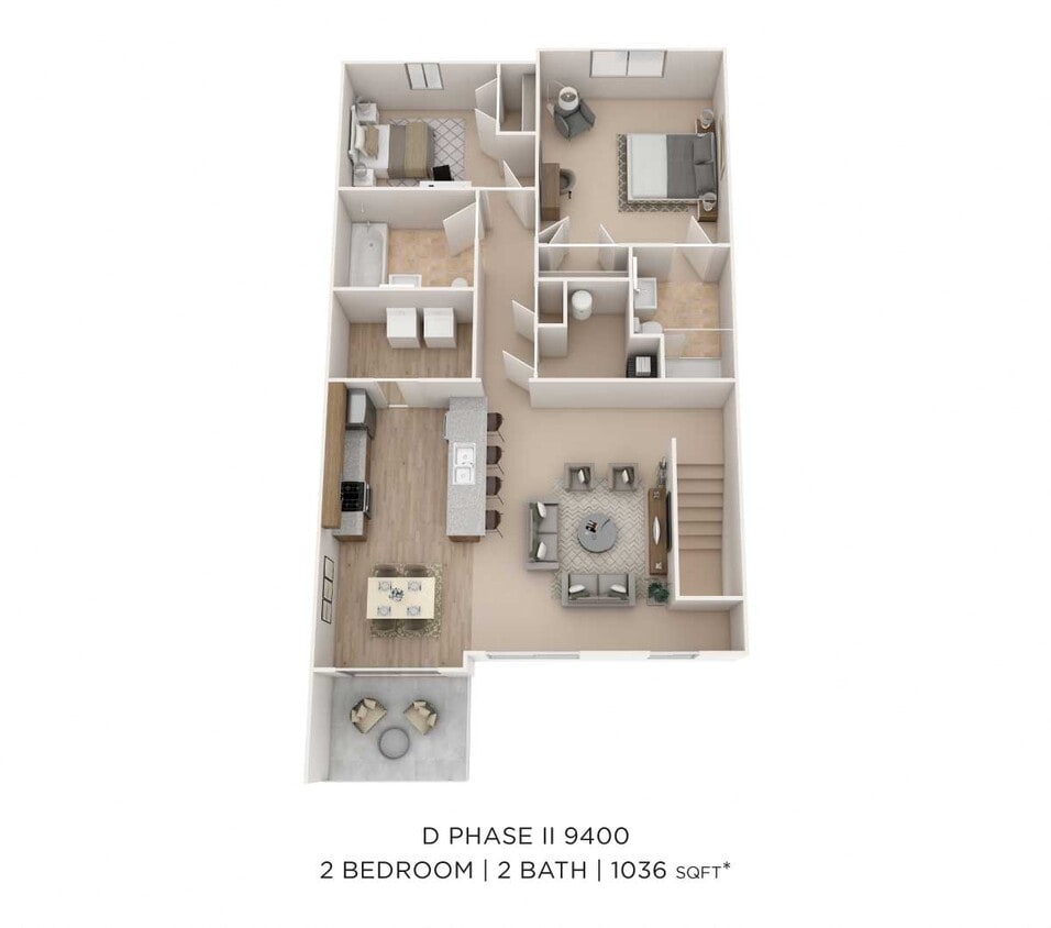 Floor Plan - Two Bedroom 2 Bath- Upper Level