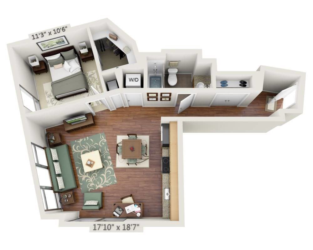 Floor Plan - One Bedroom A1K