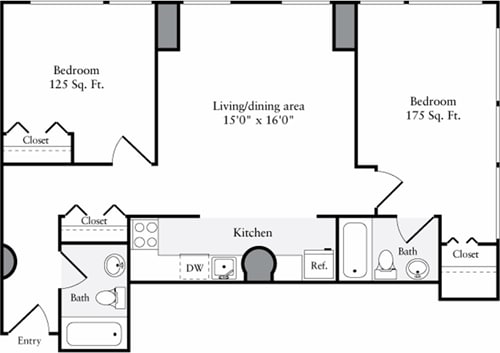 Floor Plan - The Lofts 2 Bedrooms H