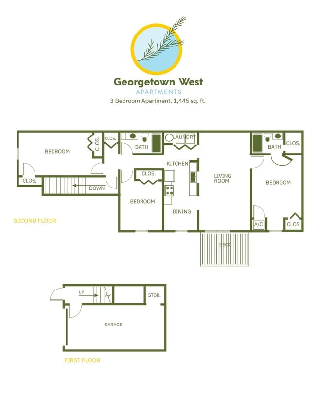 Floor Plan - 3 Bed, 2 Bath - 1,445 sq ft