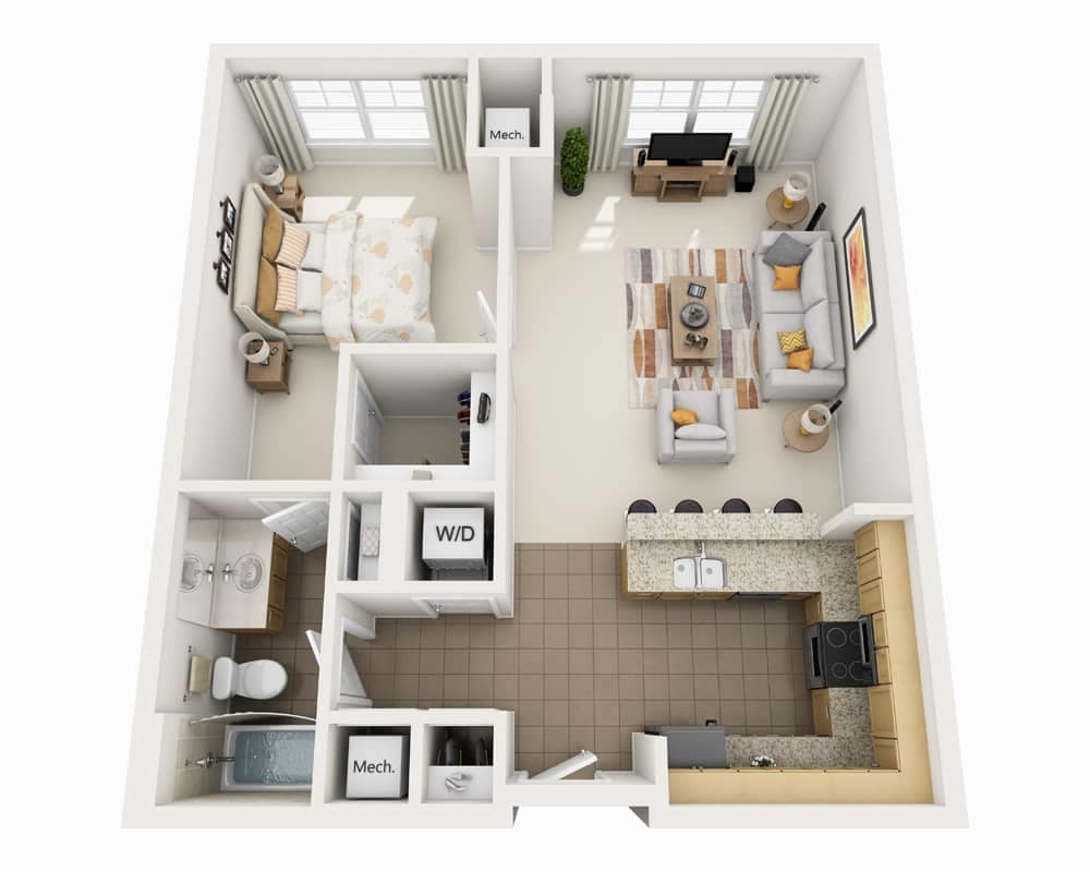 Floor Plan - One Bedroom A1C