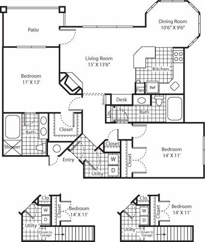 Floor Plan - Two Bed B-3 - Phase I
