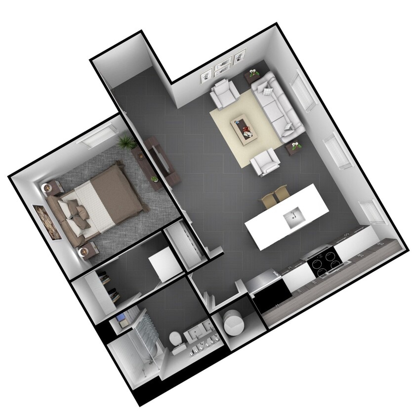 Floor Plan - 1 Bedroom, 1 Bathroom 800 SF