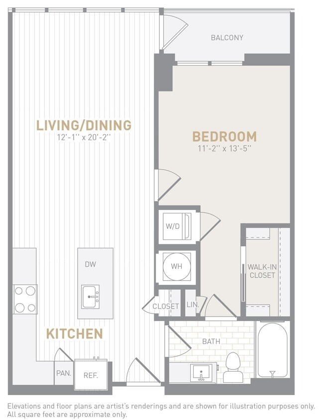 Floor Plan - 1 Bed 1 Bath-A01