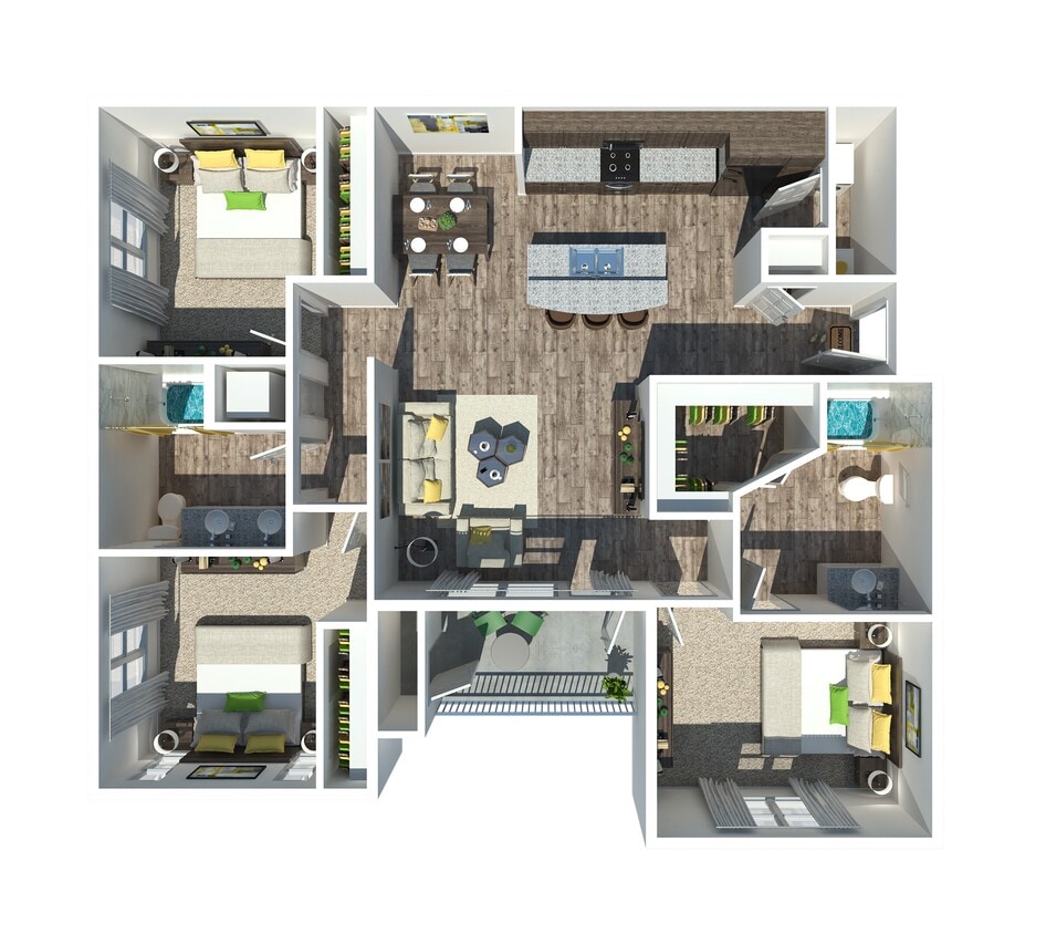 Floor Plan - The Rutherford 3 BR 2 BA