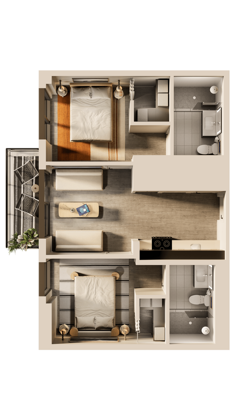Floor Plan - Cortes Bank 2 Bedroom
