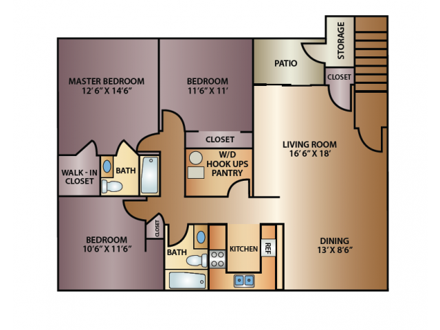 Cottonwood 3 Bed Floor Plan - Cottonwood