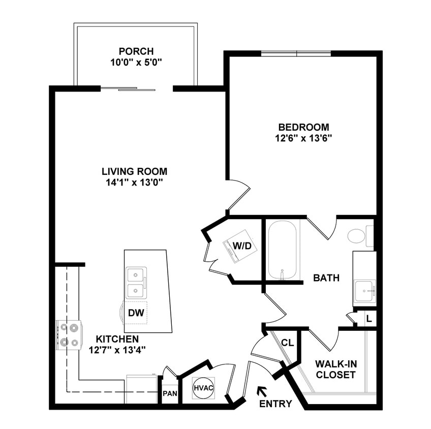 Floor Plan - 1 Bed/1 Bath-A3