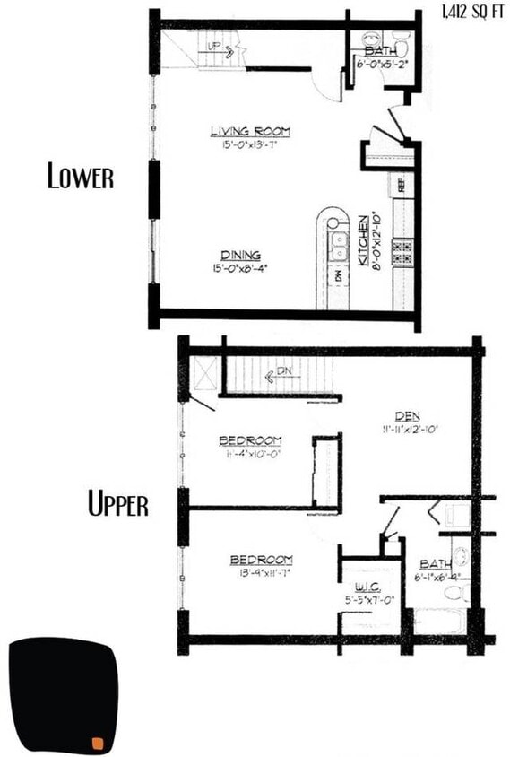 2 Bed + Den / 1.5 Bath - 1,412 SF - 2 Bed / 1.5 Bath + Den - 1,412 SF