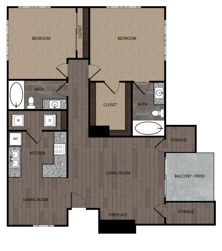 Floor Plan - 2Bed 2Bath