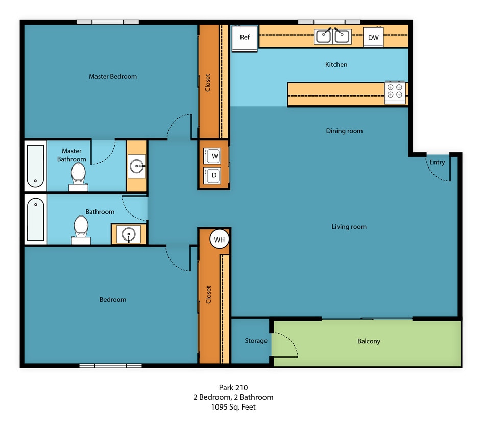 Floor Plan - Two Bedroom Two Bath