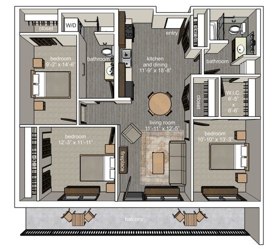 Floor Plan - Oslo 2 Bed + Den