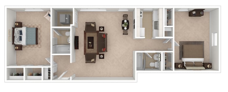 Floor Plan - Park East 2 Bedroom 2 Bath