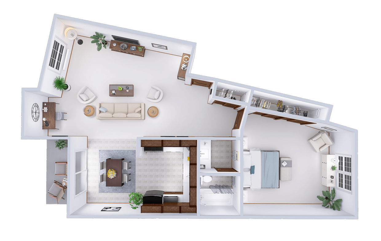 Floor Plan - 1 Bed, 1 Bath