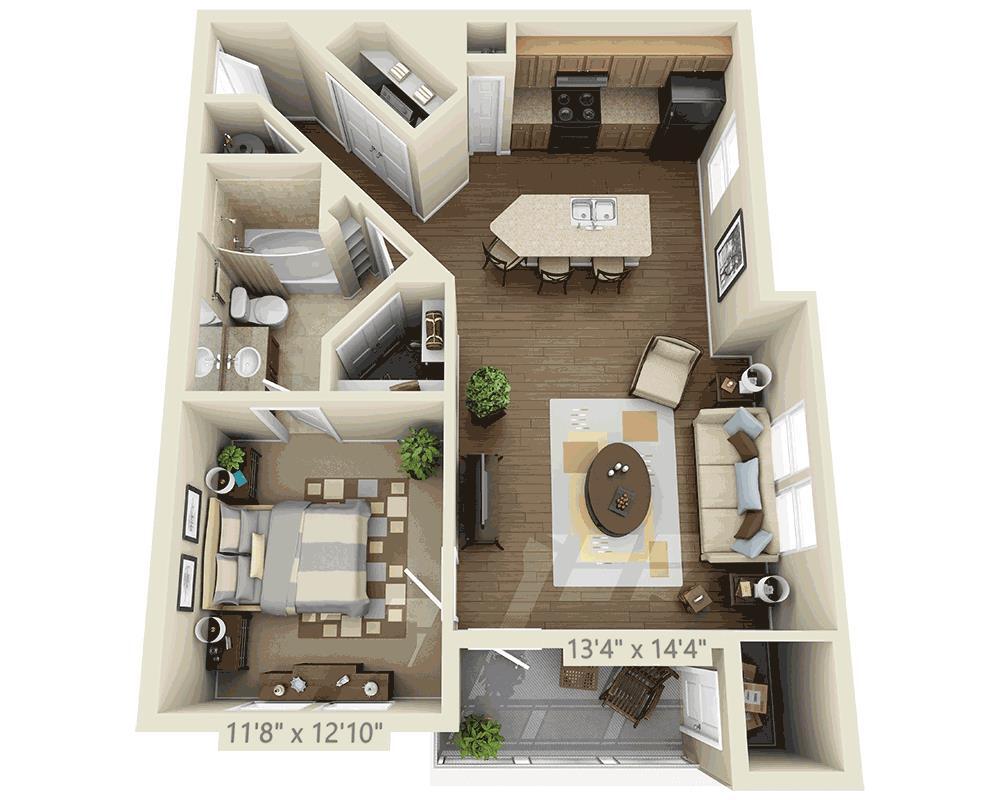 Floor Plan - One Bedroom A1B
