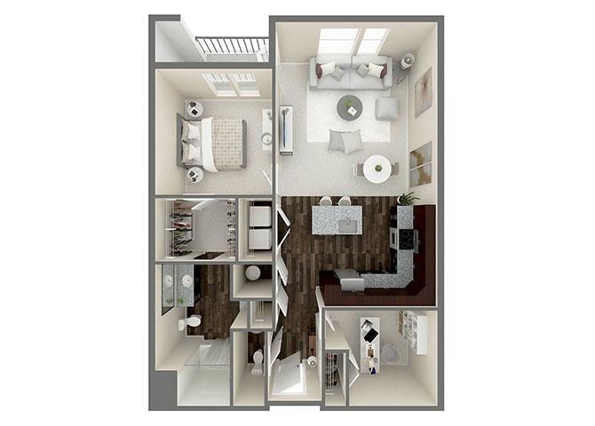 Floor Plan - C  - 1.5+Den x 1.5Bath