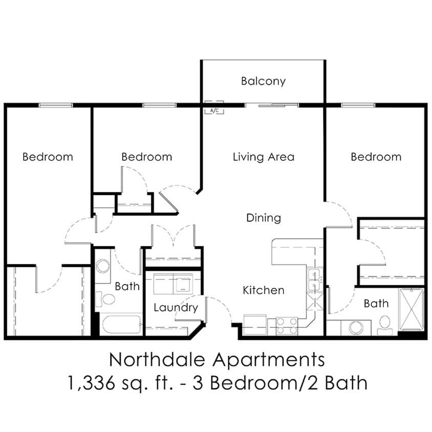 Floor Plan - Northdale Apartments - Free WiFi and Garage Inc...