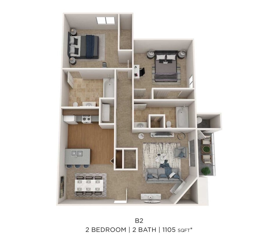 Floor Plan - Two Bedroom 2 Bath