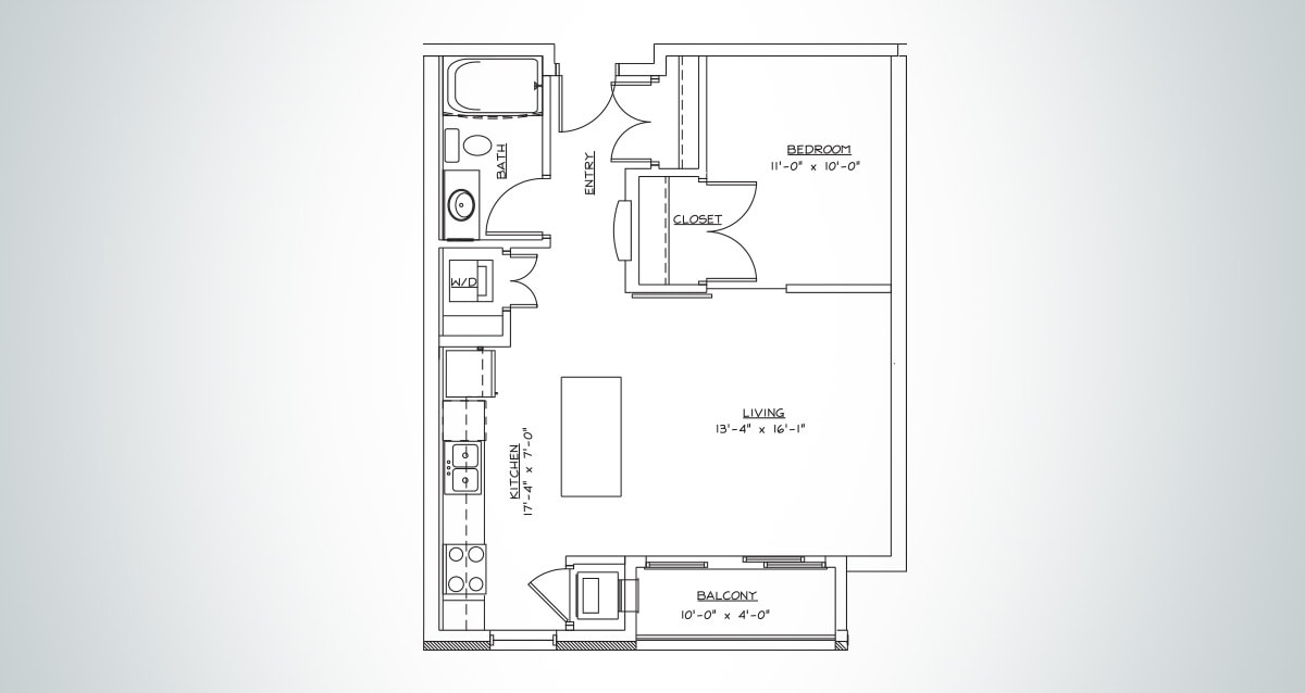 Floor Plan - Blue B1 1X1