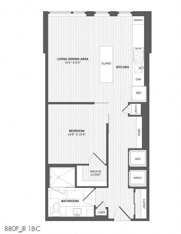 Floor Plan - 1 Bed/1 Bath-JR 1B-C_880 P