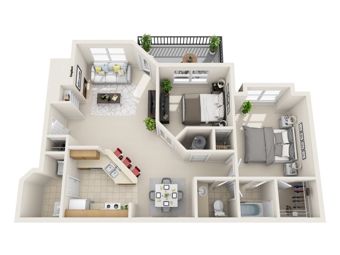 Floor Plan - 2 Bedroom 1 Bathroom (ii)