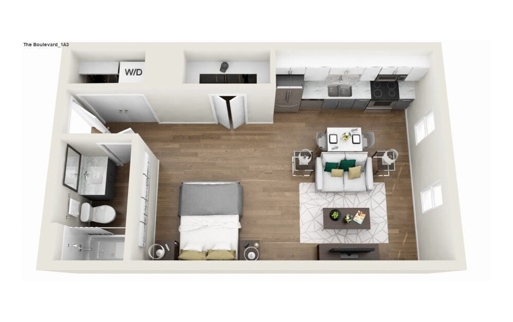 Floor Plan - 1S3R - Phase 1 Renovated
