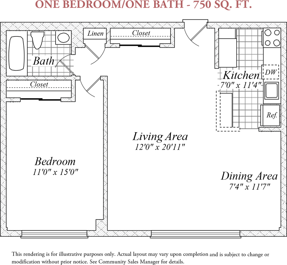 Floor Plan - One Bedroom/One Bath