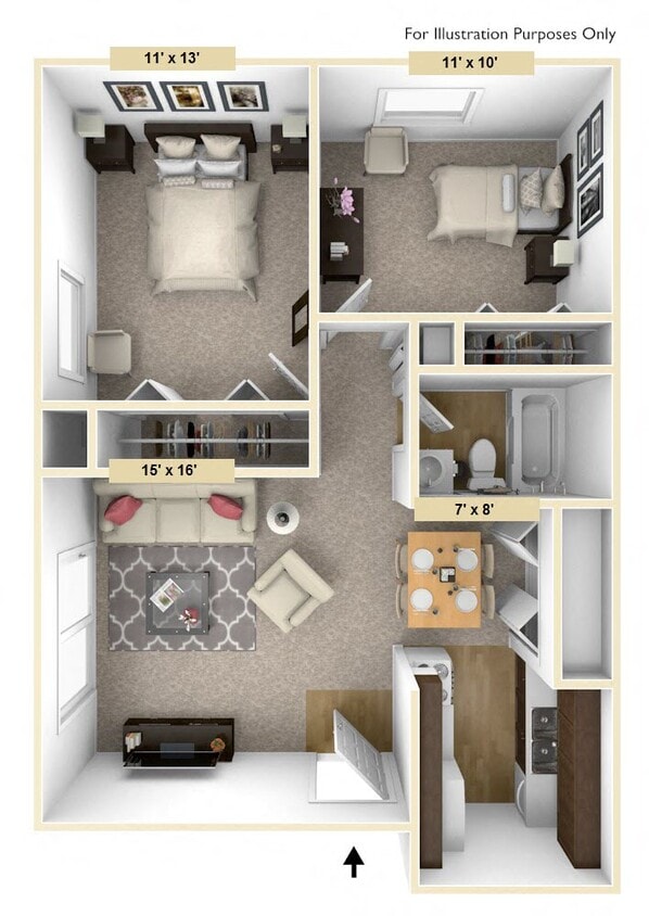 Floor Plan - Legacy - Two Bedroom One Bath
