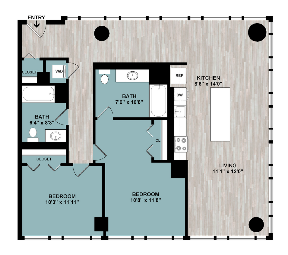 C7 | 2-Bedroom Floorplan - C7