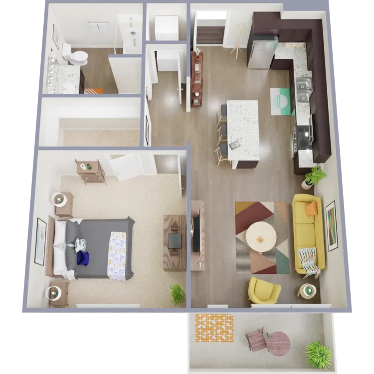 Floor Plan - 1x1 - 686 sqft - A3