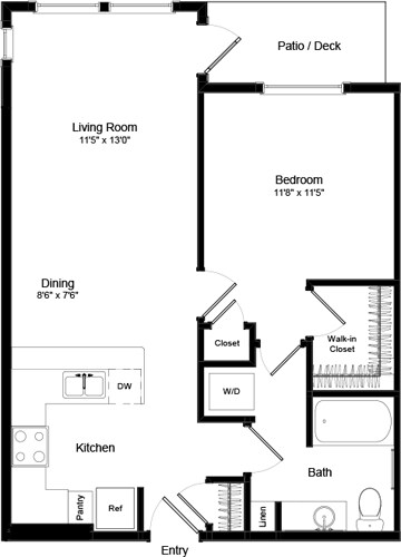 Floor Plan - One Bed A-2 - Phase III