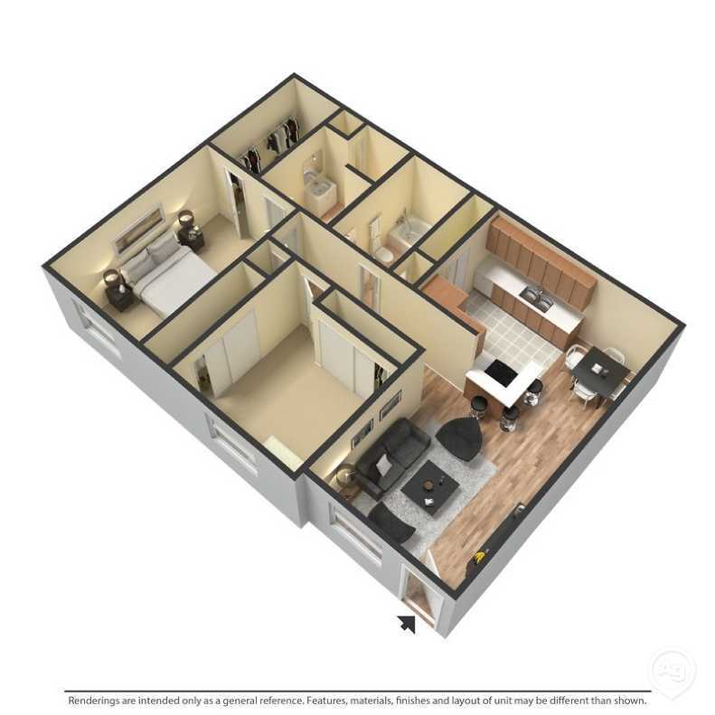 Floor Plan - 2 Bedroom 2 Bath