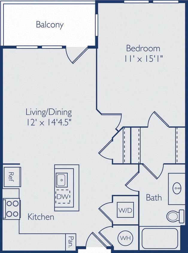 Floor Plan - 1 Bed 1 Bath A1G2