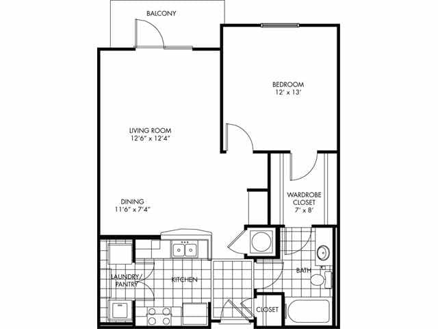 Aspen - 1 bed/1 bath-786 sqft