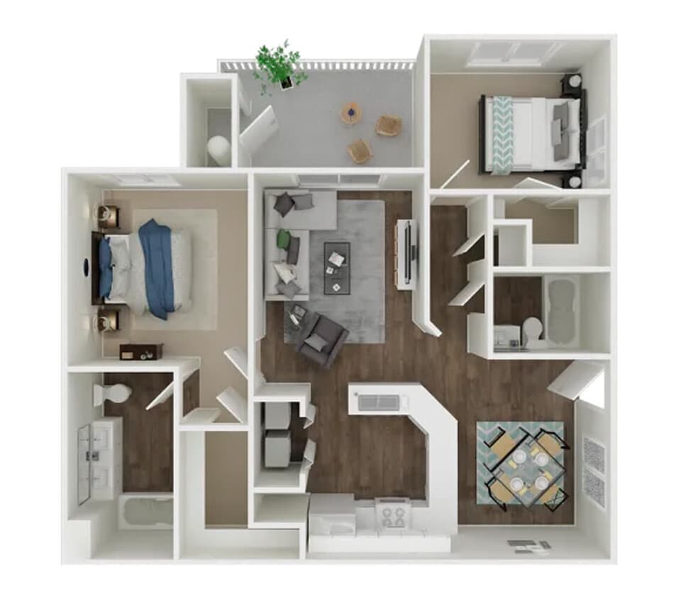 Floor Plan - 2BD, 2BTH A