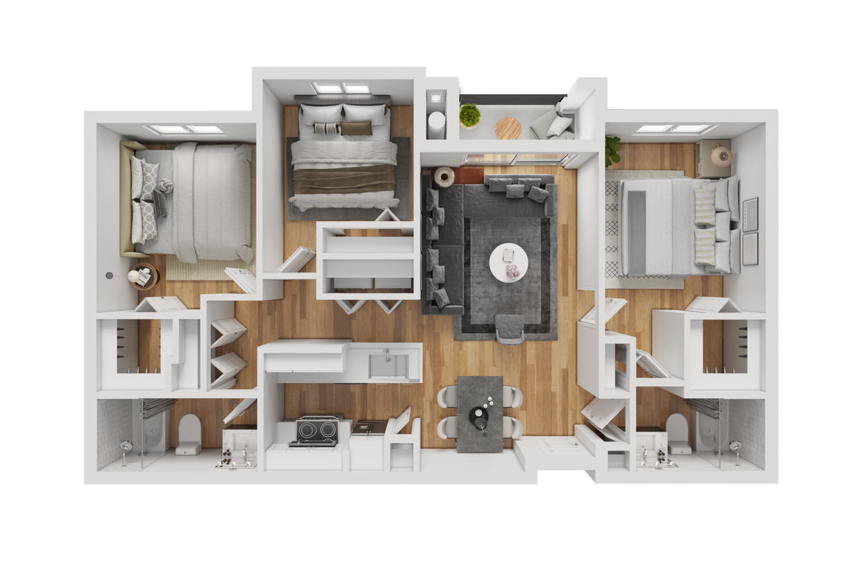 Floor Plan - 3BD, 2BTH C2