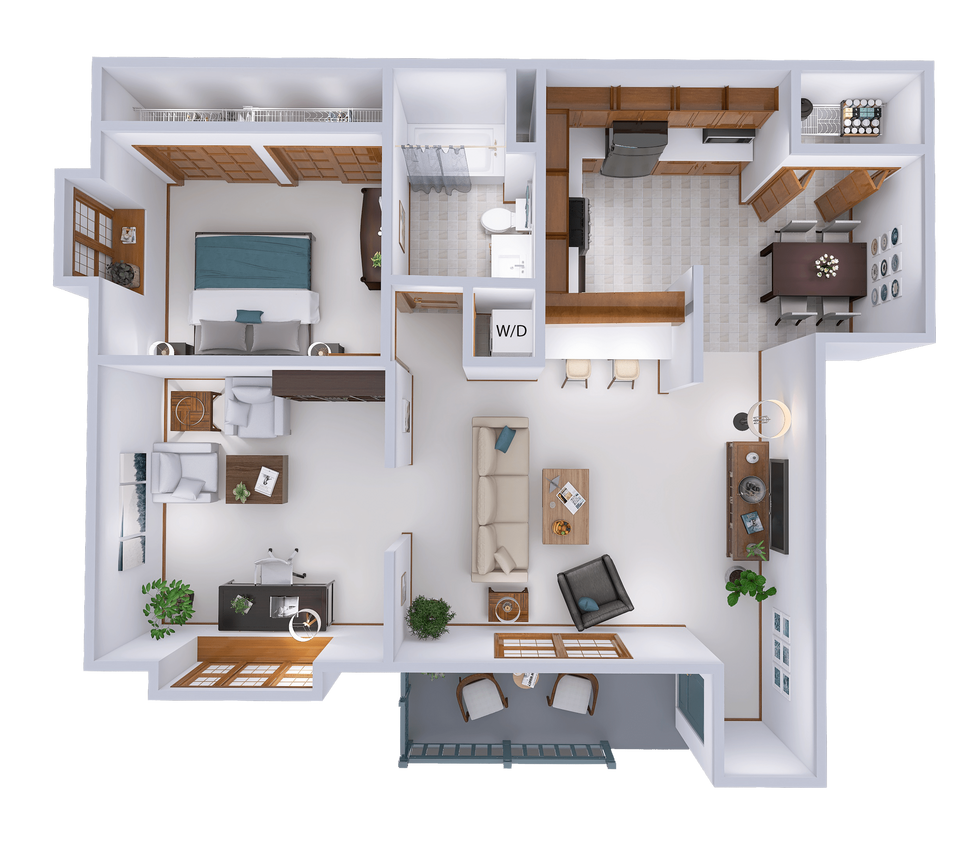 Floor Plan - 1 Bed, 1 Bath + Den