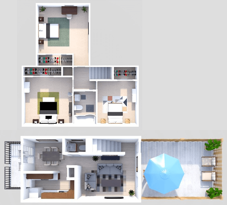 Floor Plan - C2 3 Bedroom 1.5 Bath Townhome