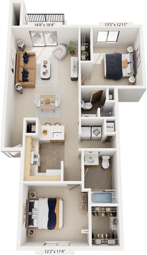 Floor Plan - Two Bedroom, Two Bath